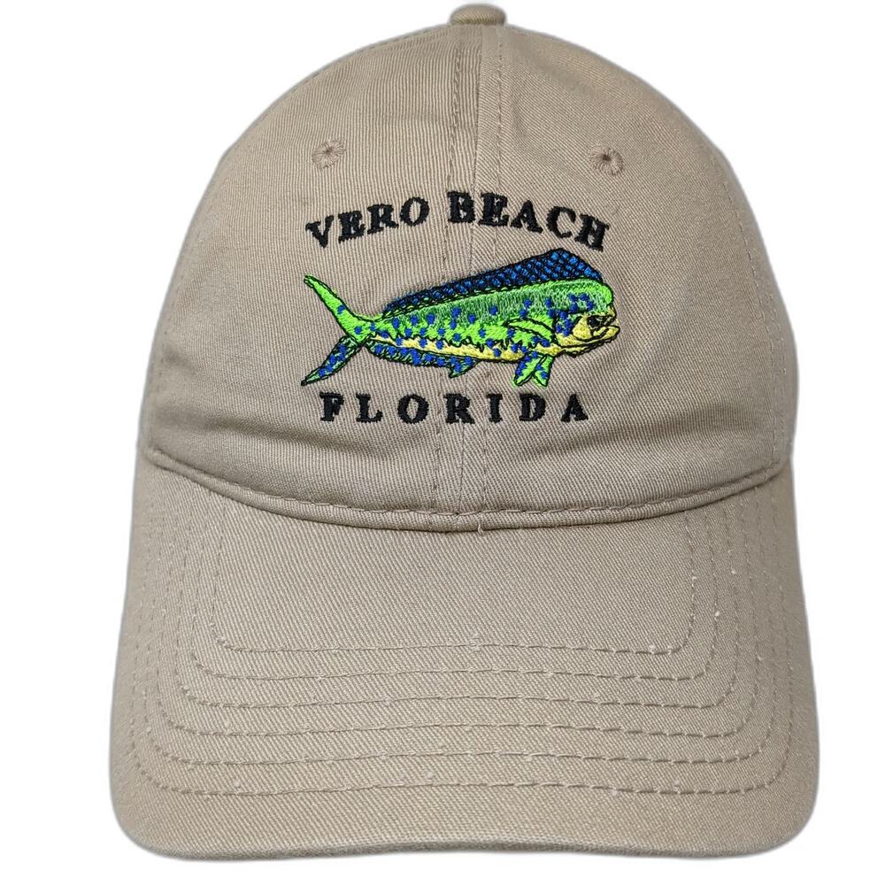 camp david Baseball Cap Beige One Size Vero Beach Florida Mahi Fish Cotton hat